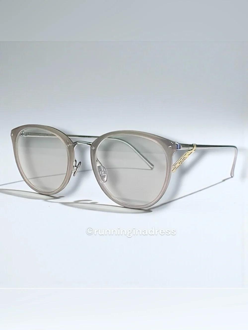 LINDA FARROW Calthorpe Oval Optical Glasses NWT Milky Grey White Gold Titanium